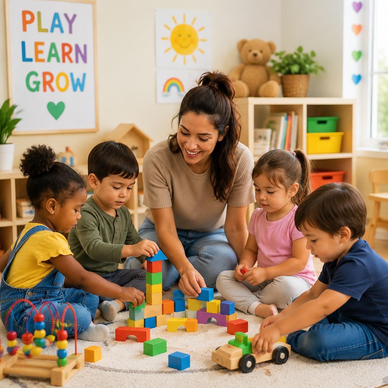 Children enjoying learning and playing together