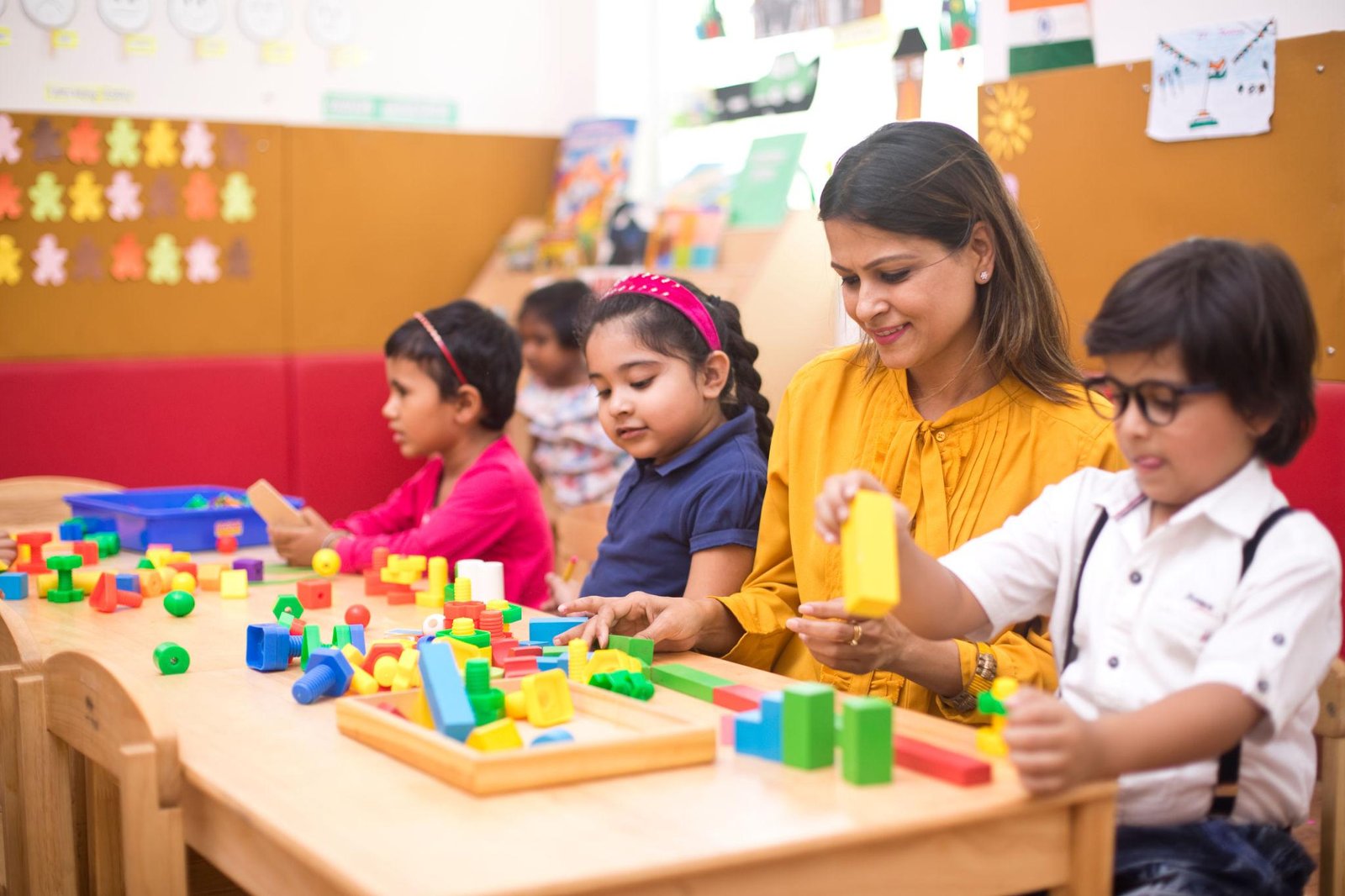 Children learning together in a preschool classroom